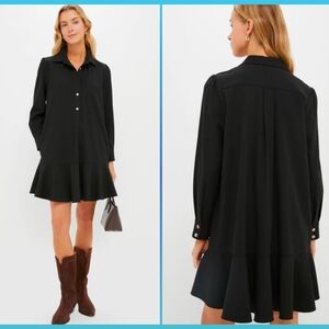 Tuckernuck Pomander Place Black Crepe Callahan Shirt Dress Womens Large
